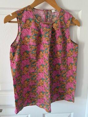 0039 Italy Sleeveless Cotton Poplin Blouse Size M